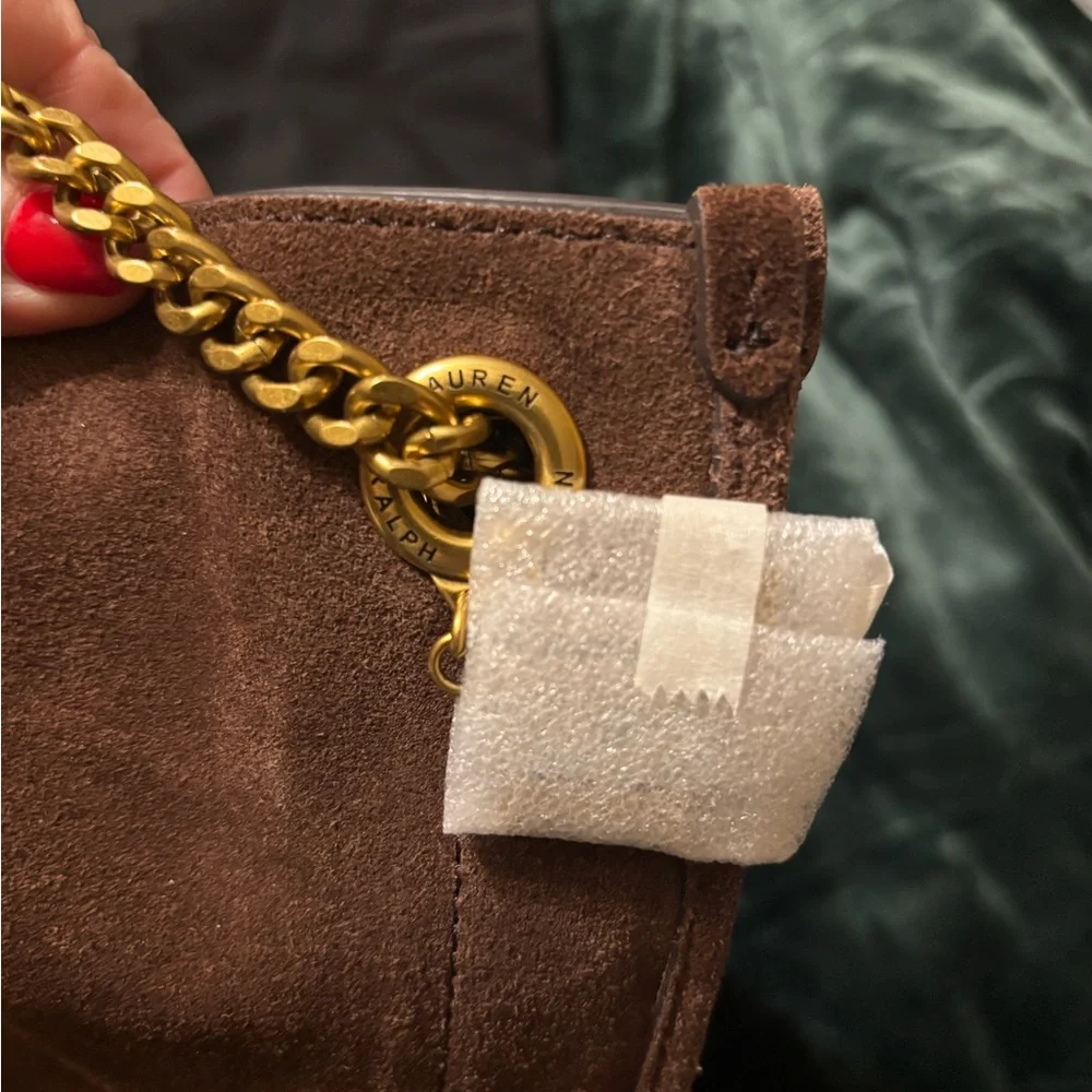 Ralph Lauren Chocolate Brown 2 way Suede Bag NWT - Picture 6 of 12